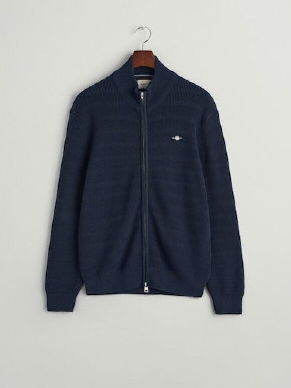 GANT - Stripe Textured Cotton Full Zi